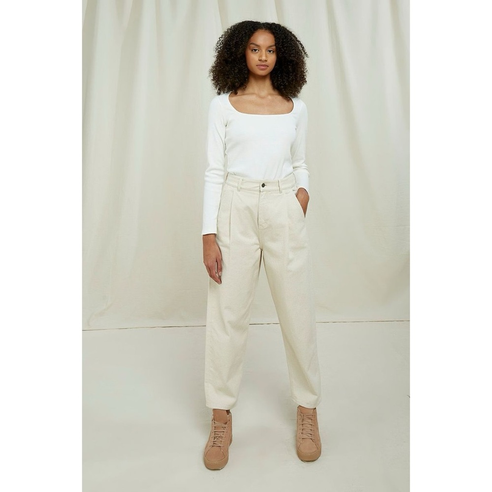 People Tree Organic Cotton - Off White Ivory Wide Leg Alexis Trouser Pants